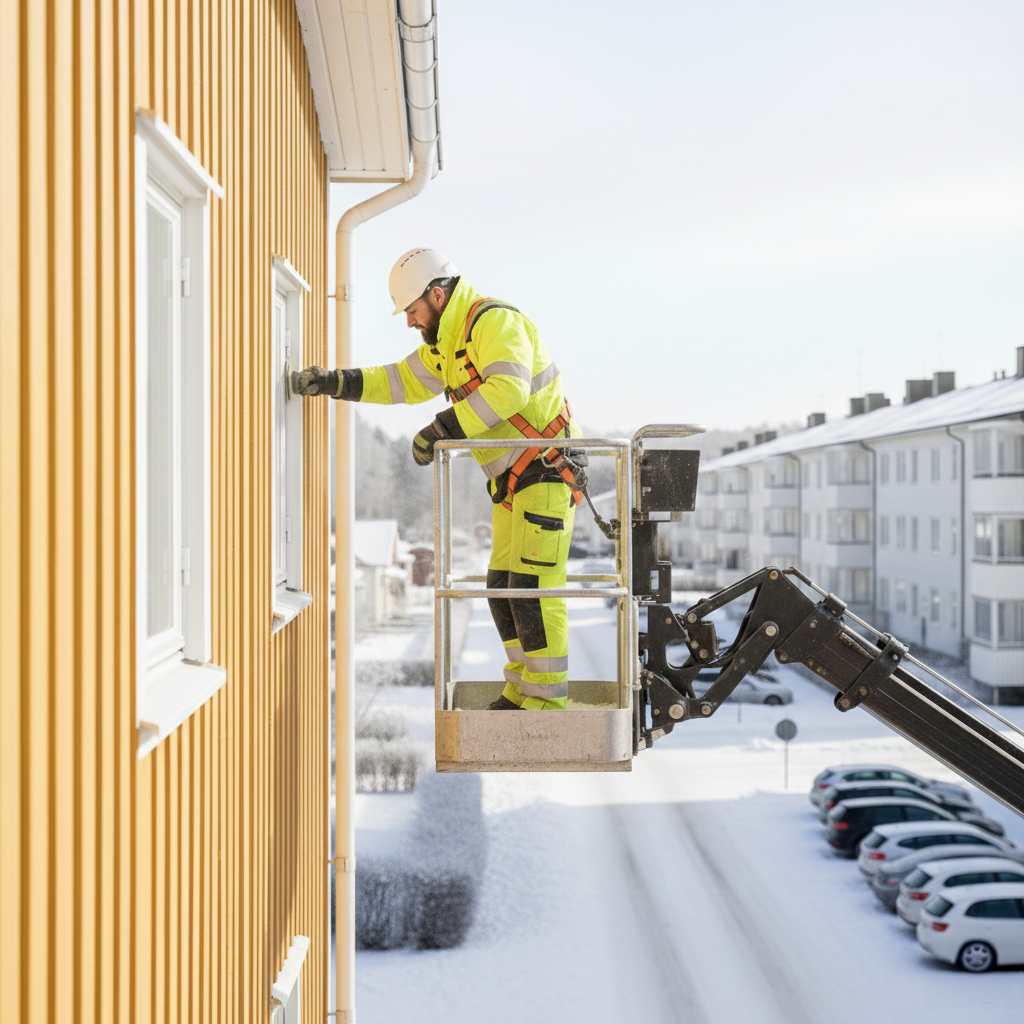Bomlift – arbete på höjd med fallskydd